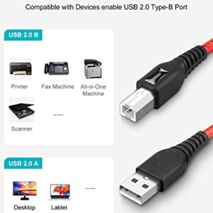 2Pack Red USB Printer Cable,6ft/2 Meter USB Printer Cord, High Speed USB 2.0 Type A Male to B Male Scanner Cord, Compatible with HP, Canon, Dell, Epson, Lexmark, Xerox, Samsung and More