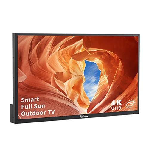 SYLVOX 55 inch Outdoor TV, 2000 nits Full Sun Outdoor Smart TV, 4K UHD Outside Television IP55 Weatherproof, Auto Brightness, ATSC & NTSC Tuner, Support Bluetooth & 2.4G WiFi, for Outside, Backyard