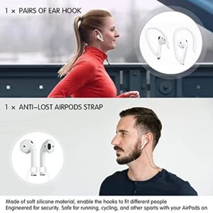 TOLUOHU AirPods Case, 12 in 1 Silicone AirPods 1&2 Accessories Set Protective Cover, Skin for Apple AirPods Charging Case, Watch Band/Airpods Tips/Strap/Holder/Ear Hooks/Keychain/Carrying Box(Black)