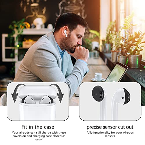 TOLUOHU AirPods Case, 12 in 1 Silicone AirPods 1&2 Accessories Set Protective Cover, Skin for Apple AirPods Charging Case, Watch Band/Airpods Tips/Strap/Holder/Ear Hooks/Keychain/Carrying Box(Black)