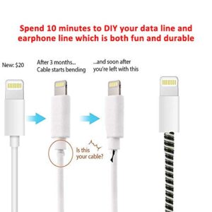 ZOSTLAND DIY Protector Data Cable 5W 18W 20W USB Charger Line Earphone Wire Saver Organizer Compatible with iPhone 13 12 11 Pro Max XS XR X 8 iPad iPod iWatch (Stitch Upgrade Set)