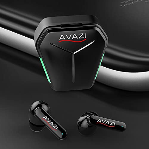 AVAZI GX10 HD True Wireless Earbuds TWS Bluetooth Headphones Stereo Sound Earphones, Sweat Proof Bluetooth 5.1 Headset with Built-in Mic for Sports. 50ms Ultra Low Latency Gaming