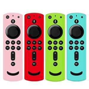 [4 pack] remote cover for fire tv stick 4k, silicone remote case compatible with fire tv cube/fire tv(3rd gen)/all-new 2nd gen alexa voice remote control (multicolor b)