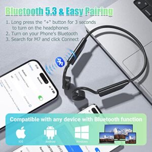 NUTRIG Bone Conduction Headphones, Open Ear Headphones Bluetooth 5.3 Wireless Headset with Mic, Sweat Resistant Earphones for Sports, Driving, Workouts