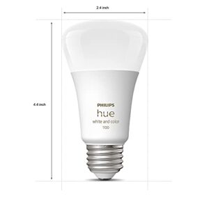 Philips Hue 75W Color Smart Button Starter Kit + Extra A19 Bulb, 4 Medium Lumen A19 Smart Bulbs, 1 Smart Button & 1 Hue Hub (Compatible with Alexa, Apple HomeKit & Google Assistant) (563338)