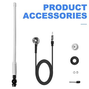 Boat Antennas Waterproof Marine Radio Antenna Car Flexible Rubber Mast FM AM Antenna for ATV UTV RZR SPA Yacht Camper GA057W (White)