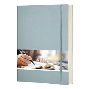 emshoi notebook college ruled – b5 large thick notebook leather journal with free sticky notes, 204 numbered pages,100gsm thick lined paper, softcover, 7.5″x10″-grayblue