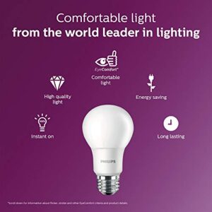 Philips LED Non-Dimmable A19 Frosted Light Bulb: 800-Lumen, 5000-Kelvin, 9-Watt (60-Watt Equivalent), E26 Base, Daylight, 4-Pack,455600