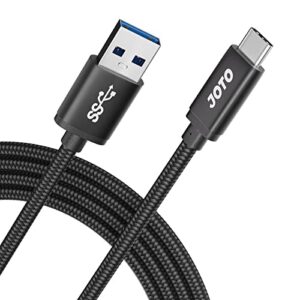 joto type c cable extra long 10ft, usb-c 3.1 type-c to usb 3.0 type a charging data cable heavy duty nylon braided for ipad pro 12.9/11 galaxy ultra s20+ s10 s9 note 10 9 tab s4 nintendo switch -black