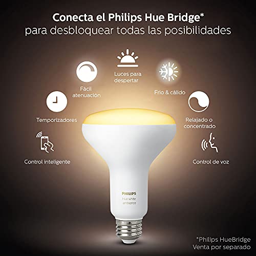 Philips Hue 2-Pack White Ambiance BR30 60W Equivalent Dimmable LED Smart Flood Light (Works with Alexa Apple and Google Assistant) (466508)