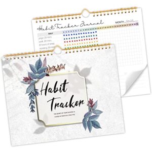 habit tracker – daily habit tracker journal and goal board with gold spiral binding, 12 months undated daily weekly and monthly gradients habit tracker calendar to boost productivity, 8.5″ x 11.5″