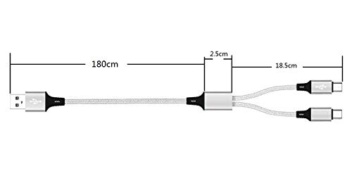 iFlash 6ft Long Dual MicroUSB Splitter Charge Cable - Power up to Two (2) Micro USB Devices at Once from a Single USB Port - Ideal for Any Micro USB Powered Device Including GPS, Smart Phones