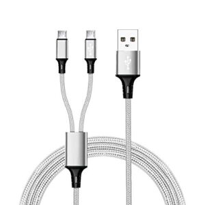 iFlash 6ft Long Dual MicroUSB Splitter Charge Cable - Power up to Two (2) Micro USB Devices at Once from a Single USB Port - Ideal for Any Micro USB Powered Device Including GPS, Smart Phones