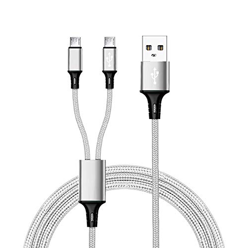 iFlash 6ft Long Dual MicroUSB Splitter Charge Cable - Power up to Two (2) Micro USB Devices at Once from a Single USB Port - Ideal for Any Micro USB Powered Device Including GPS, Smart Phones