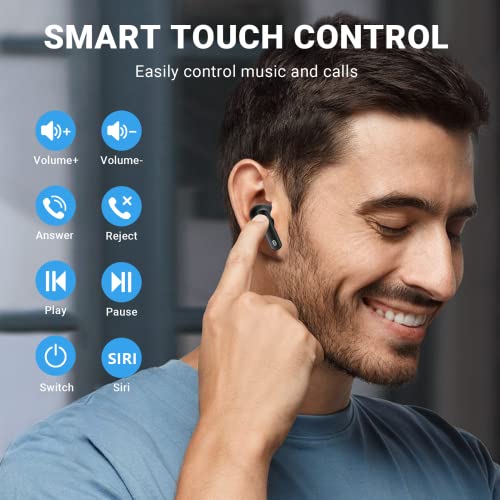 Wireless Earbuds Aoslen Bluetooth 5.3 Headphones with 4 Call Noise Reduction Mic Bluetooth Sport Earphone in Ear Touch Control 36H Playtime Type-C Charging HiFi Stereo IPX6 for iOS Android Black