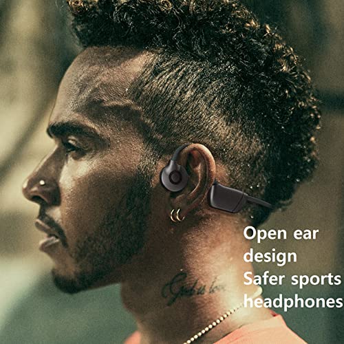 Haourlife Bone Conduction Headphones Bluetooth 5.3 Wireless Open Ear Headphones with 32G Memory Mp3 Player Earphones Built-in Mic Sweat Resistant Headset for Workout Sport Running Cycling