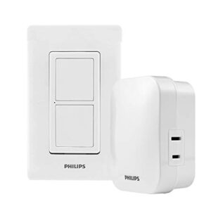 philips accessories philips wireless on/off switch, wall plate included, 150ft range, home automation, remote – spc1246at/27, white