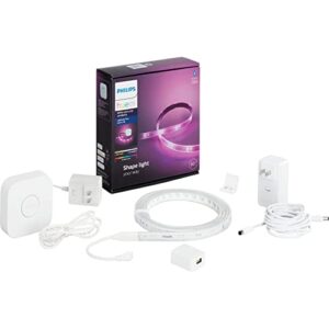 Philips Hue White and Color Ambiance Lightstrip Plus 2M/6ft Starter Kit for Family Christmas Holiday - Voice Compatible with Amazon Alexa and Google Assistant - BROAGE Power Cord