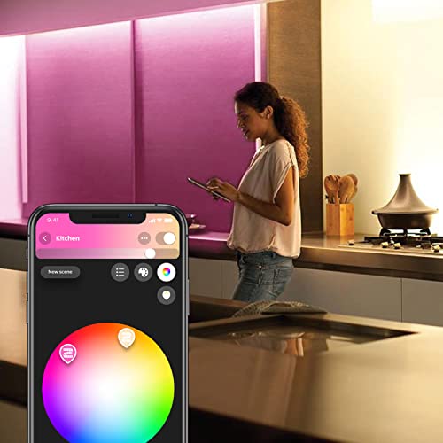 Philips Hue White and Color Ambiance Lightstrip Plus 2M/6ft Starter Kit for Family Christmas Holiday - Voice Compatible with Amazon Alexa and Google Assistant - BROAGE Power Cord