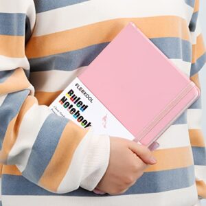 FLEEKOOL Lined Journal Notebook Hardcover with 216 Pages - A5 College Ruled Notebook with 100gsm Thick Paper,Pen Loop,Inner Pocket,5.75'' X 8.38'' - Pink