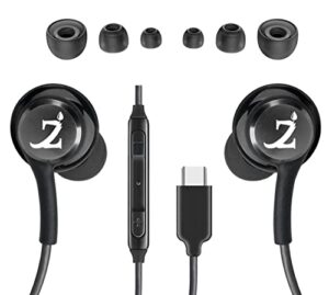pro stereo headphones compatible with your motorola one 5g/edge/edge+/razr 2020/z flip/z play/moto with hands-free built-in microphone buttons + crisp digital titanium clear audio! (usb-c/pd)