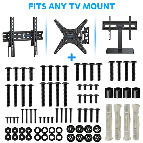 MOUNTUP Universal TV Mounting Hardware Kit Fits Most LED LCD OLED 4K TVs, Includes M4 M5 M6 M8 TV Screws, Spacers, Washers, and Concrete Wall Anchors for TV/Monitor Mounting up to 80 inches, MU0041