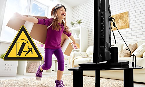 Mount It! TV Safety Straps For Child and Baby Proofing, Anti Tip Prevention and Earthquake Protection, Heavy Duty Metal Connectors, Secures to TV Stand and Walls, Black