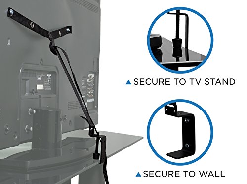 Mount It! TV Safety Straps For Child and Baby Proofing, Anti Tip Prevention and Earthquake Protection, Heavy Duty Metal Connectors, Secures to TV Stand and Walls, Black