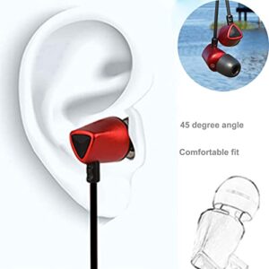 ZXQ A5 Wired Earbuds,in-Ear Headphone,Wired Earphones with Microphone, Ear Buds Wired Bass,Sweat Resistance for Workout Sport,Memory Foam,Noise Isolation,Tangle-Free Cord (Red)