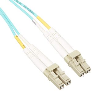 monoprice fiber optic cable – 10 meter – aqua | lc to lc, om3, 50/125 type, multi mode, 10gb, duplex