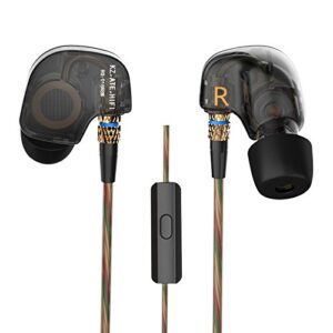 kz ate hi-fi iem sports headphones with copper driver ear hook and foam eartips specially for music fans, new mic edition