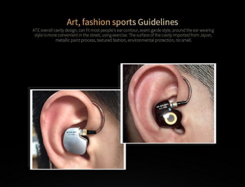 KZ ATE Hi-Fi IEM Sports Headphones with Copper Driver Ear Hook and Foam Eartips Specially for Music Fans, New Mic Edition