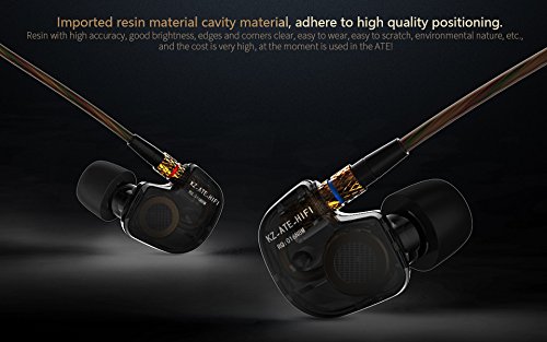 KZ ATE Hi-Fi IEM Sports Headphones with Copper Driver Ear Hook and Foam Eartips Specially for Music Fans, New Mic Edition