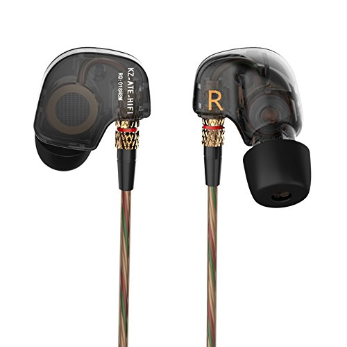 KZ ATE Hi-Fi IEM Sports Headphones with Copper Driver Ear Hook and Foam Eartips Specially for Music Fans, New Mic Edition