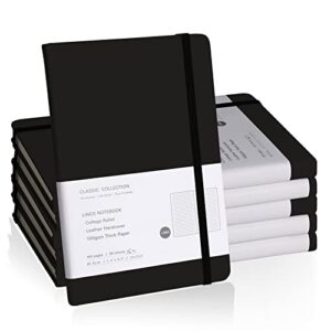 emomas lined journal notebook, 6pack(black), 160 pages, medium 5.7 inches x 8 inches – 100 gsm thick paper, hardcover