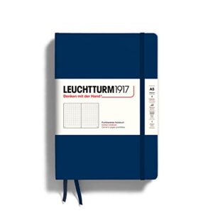 leuchtturm1917 – medium a5 dotted hardcover notebook (navy) – 251 numbered pages