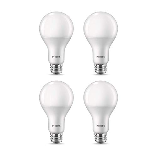 Philips LED Frosted Flicker-Free A21 Light Bulb, Dimmable Warm Glow Effect, EyeComfort Technology, 2610 Lumen, 2700-2200K, 29W=150W, E26 Base, Pack of 4