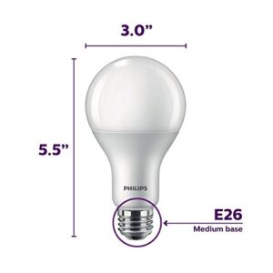 Philips LED Frosted Flicker-Free A21 Light Bulb, Dimmable Warm Glow Effect, EyeComfort Technology, 2610 Lumen, 2700-2200K, 29W=150W, E26 Base, Pack of 4