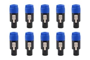 10pcs speakon 2 pin male plug compatible audio cable connectors 2 pole nl2 compatible with speaker/amplifier