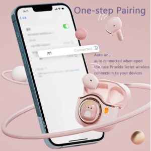 Pink Wireless Earbuds for Kids Women Workout Headphones Unicorn Cute Earbuds Kawaii Girls Small Ears Women Gaming Earbuds Small Tiny Mini Micro Pink Earphones Headphones