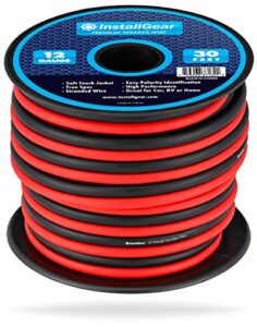 installgear 12 gauge awg 30ft speaker wire true spec and soft touch cable – red/black (great use for car speakers stereos, home theater speakers, surround sound, radio)