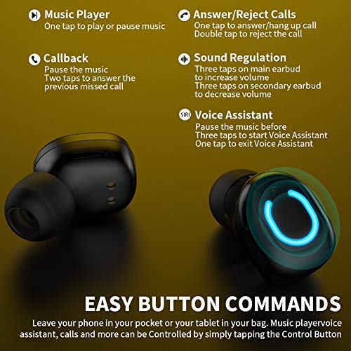 Elrigs Bluetooth 5.0 True Wireless Earbuds with Charging Case for iPhone Android, 28H Playtime, IPX5 Waterproof, TWS Stereo Headphones with mic, in-Ear Earphones Headset with LED Display…