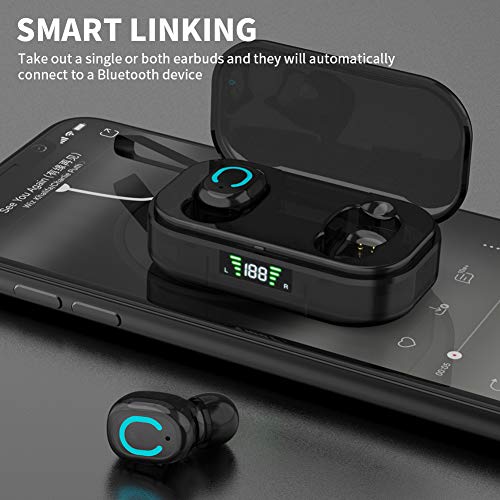 Elrigs Bluetooth 5.0 True Wireless Earbuds with Charging Case for iPhone Android, 28H Playtime, IPX5 Waterproof, TWS Stereo Headphones with mic, in-Ear Earphones Headset with LED Display…