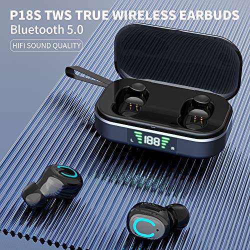 Elrigs Bluetooth 5.0 True Wireless Earbuds with Charging Case for iPhone Android, 28H Playtime, IPX5 Waterproof, TWS Stereo Headphones with mic, in-Ear Earphones Headset with LED Display…