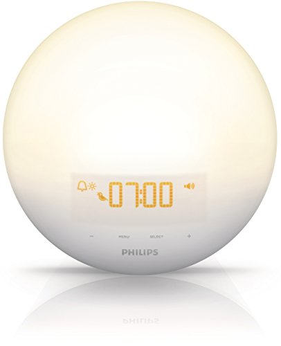 Philips Wake-Up Light Alarm Clock with Sunrise Simulation and Sunset Fading Night Light, White (HF3510)