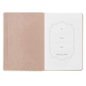 When She Speaks Proverbs 31 Woman Bible Verse Ivory Faux Leather Journal Inspirational Notebook w/Ribbon Marker and Lined Pages, 6 x 8.5 Inches