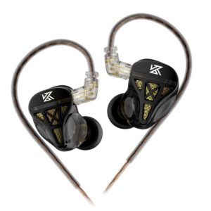 kz dqs wired headphone hifi dynamic drivers earbuds bass 2pin 3.5mm sports music game headphone（black,no mic）