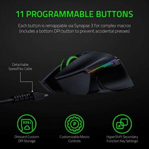 Razer Basilisk Ultimate HyperSpeed Wireless Gaming Mouse: Fastest Gaming Mouse Switch, 20K DPI Optical Sensor, Chroma RGB Lighting, 11 Programmable Buttons, 100 Hr Battery, Classic Black