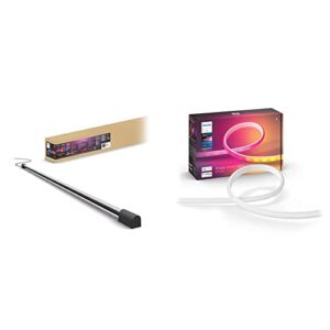 philips hue play gradient light tube, large, black & hue sync box required & gradient ambiance lightstrip (2m/6ft base kit with plug), compatible with alexa, apple homekit and google assistant