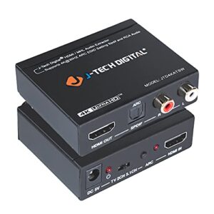 j-tech digital 4k30 hdmi audio extractor hdmi arc converter spdif + rca output hdcp1.4 compatible with dolby digital/dts cec [jtd4katsw]